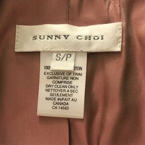 Sunny Choi Jacket Black Velvet Button Pockets in Excellent Condition